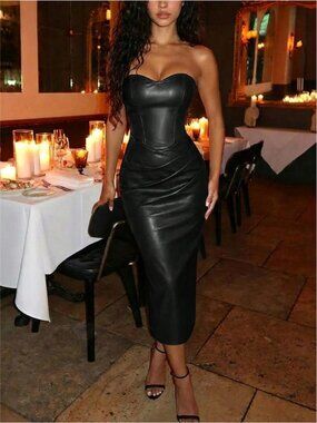 Black Ruched Bodycon Dress